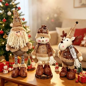 LINGKAI Brown Sequin Retractable Handcrafted Eco-Friendly Christmas Dolls Standing Gnome Snowman Reindeer Plush Figurines <b>Table</b> - Product Image 4