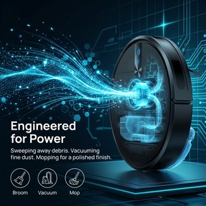 Robot Vacuum <b>Mop</b> Combo, High Suction Wet & Dry Cleaning Robot for Tile & Hardwood <b>Floors</b>, Smart <b>Floor</b> Cleaner with Water Tank fo - Product Image 6