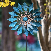Sculpture cinétique multi-dynamique artisanale antirouille, moulin à vent 3D, ornement de jardin extérieur pour pelouse et cour