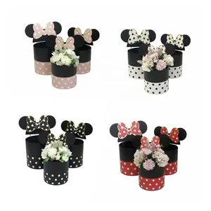 Mickey Mouse Minnie hug bucket round flower box three-piece flower gift box with hand gift box