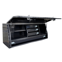 Boîte à outils portable en aluminium étanche et verrouillable, multi-compartiments, pour le rangement d'outils de camion en extérieur, l'entretien automobile et électrique