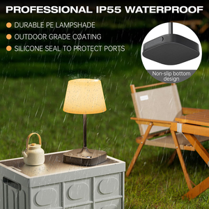 Lámpara de Mesa de 8000 mAh, Lámpara de Ducha Impermeable IP55 con Batería Recargable Inalámbrica, Lámpara de Baño LED Regulable con Pantalla para Camping - Product Image 4