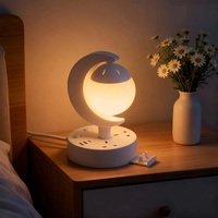 Lampu Meja SUZHERM Planet dengan Soket 3-Posisi, 2 USB dan 1 Port Type-C, Colokan Standar Inggris, Kabel 2m, untuk Penggunaan Komersial/Rumah Tangga