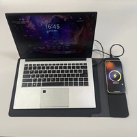 Nouvelle Housse pour Ordinateur Portable 4-en-1 en Cuir PU de Luxe avec Recharge Sans Fil 15W, pour Téléphone, Écouteurs, Apple Watch, Tablette et Tapis de Souris