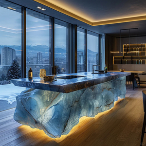 Tùy chỉnh sang trọng mờ Đá Bàn ăn Backlit pha lê Countertop mờ Onyx Đá Cẩm Thạch Countertop bảng Top - Product Image 1