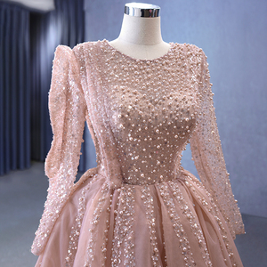 Robe de soirée Jancember Rsm222156 Princess Pink Ball Gown, sequins, manches longues, perles. - Product Image 5