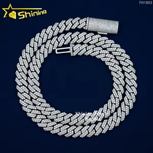 Wholesale Factory China Hip Hop Jewelry Necklace 925 Sterling Silver Micro Pave Zirconia Diamond Cz Cuban Link Chain