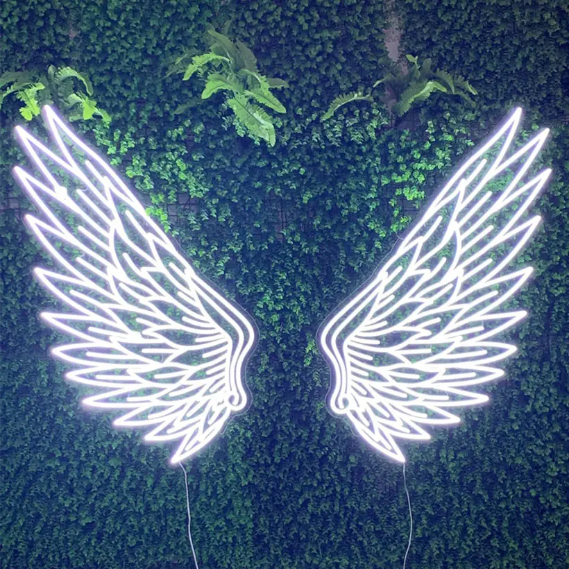 Drop Shipping Auf Lager Hersteller Angel Wings benutzer definierte Licht Acryl 3D offen LED Leucht reklame Brief