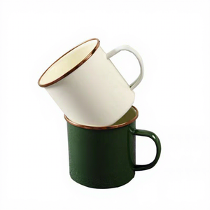 Tazza in Smalto con Logo Personalizzato, Bordo Argentato, Isolamento Termico 0-6 Ore, Tazza Portatile in Metallo per Bere, Resistente per Campeggio e Viaggi, per Caffè e Acqua - Product Image 3