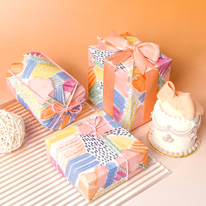 Wholesale 80g Birthday Color Block Art <b>Paper</b> Tissue 43*300cm Gift Luxury Custom Packaging <b>Wrapping</b> <b>Paper</b> <b>Roll</b> - Product Image 5