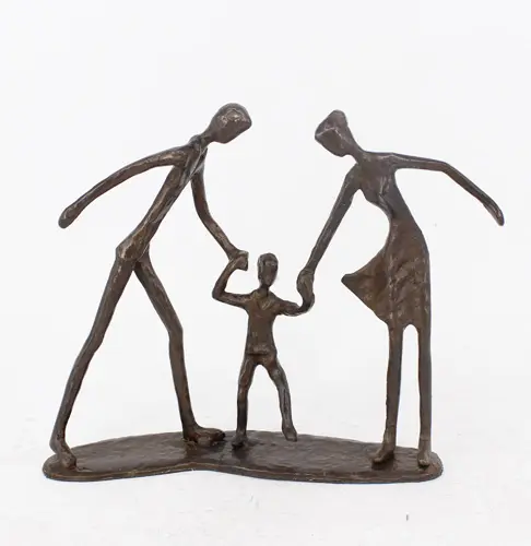 装飾用アンティーク鋳鉄フィギュア協力フィギュアカップルギフト家族工芸品彫刻家の装飾子供家族