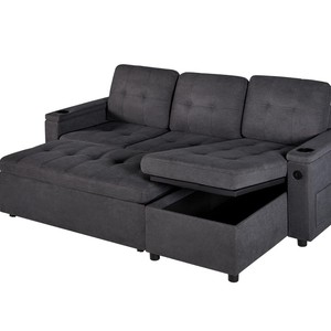 <span class=keywords><strong>Canapé</strong></span> <span class=keywords><strong>convertible</strong></span> modulable <span class=keywords><strong>avec</strong></span> rangement, chaise longue et porte-gobelets, <span class=keywords><strong>canapé</strong></span> <span class=keywords><strong>convertible</strong></span> en forme <span class=keywords><strong>de</strong></span> L pour salon - Product Image 2