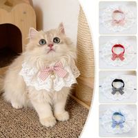 Mignon Bandana pour Chat avec Nœud et Bordure en Dentelle, Bavoir Anti-Bave, Accessoires pour Animaux de Compagnie, Vente en Gros