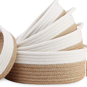 Bijoux en corde de coton 100% naturel, cordon à distance, pour bureau, décoration de maison, peu profondes, paniers ronds tissés, de petite taille - Product Image 1