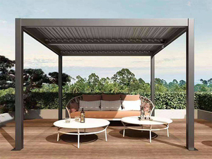 Pergola moderne en acier blanc écologique avec écran rétractable automatique imperméable et matériau PE pour gazebo de jardin - Product Image 1