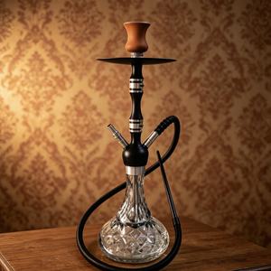 Cachimba Portátil con Base de Vidrio Negro, Cuerpo de Aluminio, Doble Manguera, para Bares, Salones y Viajes - Product Image 4