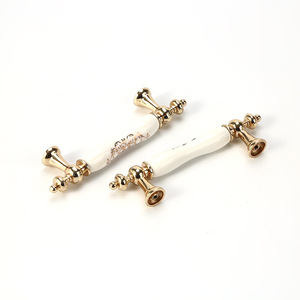 European Country Style Ceramic <strong>Gold</strong> Handle Drawer Pull Home Use Wardrobe <strong>Door</strong> and Cabinet <strong>Knob</strong> for Dresser or Entry Furniture - Product Image 3