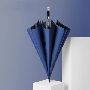 Parapluie élégant à long manche, argenté électrolytique, avec logo personnalisé, pour réception VIP, revêtement noir durable - Product Image 2