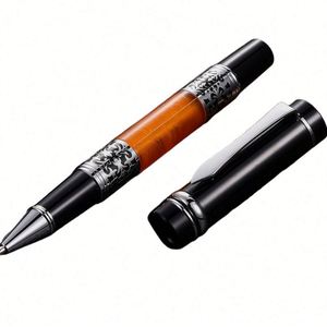High Quality Custom Logo Luxury <b>Metal</b> <b>Roller</b> Ballpoint Pen Black and Orange Promotional Gift for Business Writing - Product Image 2