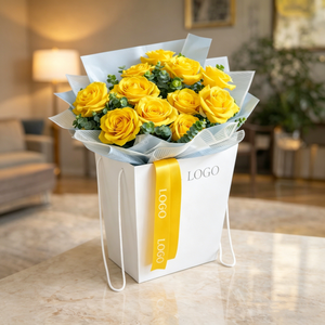 Bolsas de Papel Corrugado Trapezoidal de Alta Calidad con Logotipo Personalizado al por Mayor, Cajas de Regalo para Floristas, Bolsas de Transporte para Ramos Grandes - Product Image 2