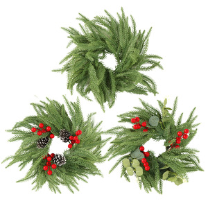 Couronne de Noël facile à obtenir avec bougie, cônes de pin, baies, mini décorations en plastique pour la table de la maison - Product Image 5