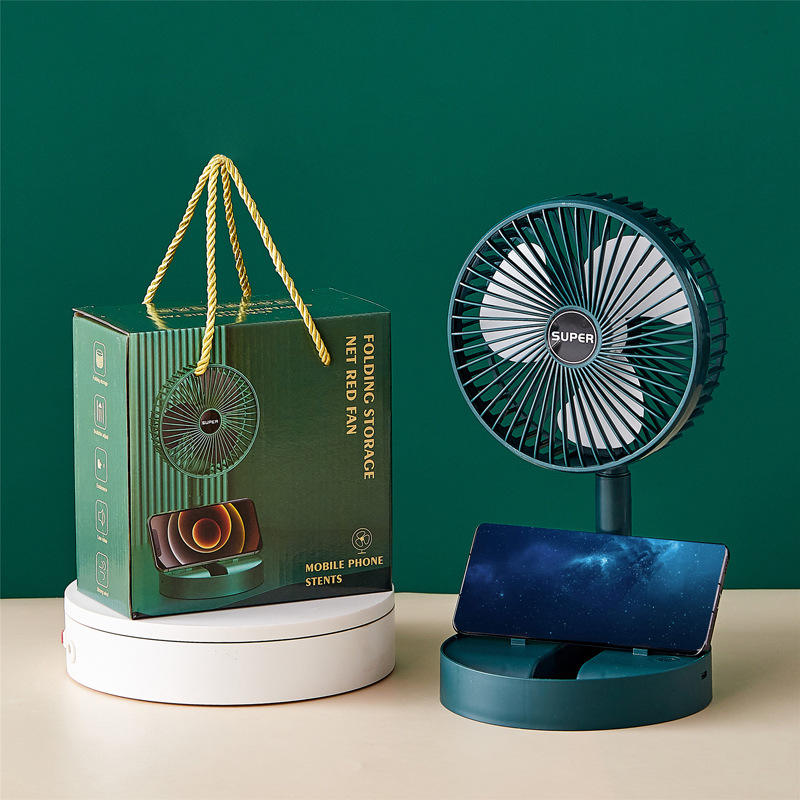 Boîte-cadeau portable rechargeable de ventilateur pliant vert