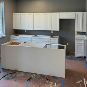 White Kitchen Cabinets Complete Sets Made In Vietnam Wholesale RTA Wood Kitchen Pantry Cabinet For American Building Contractor - Product Image 1