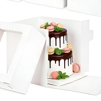 Boîtes à pâtisserie blanches pliables pour gâteaux de mariage et de fête, boîtes à emporter anti-fuite, boîtes à gâteaux hautes multi-tailles avec fenêtre