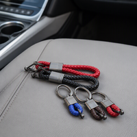 Porte-clés en corde tressée en cuir PU, porte-clés de voiture en alliage de zinc, lot en gros et vente en gros, porte-clés de voiture avec logo personnalisé, breloque de sac, fabrication OEM ODM