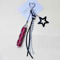 Mini raquette de tennis, pendentif batte de baseball, porte-clés en corde tressée, sac en filet en acier inoxydable, chaîne à rouge à lèvres, accessoires de pendentif