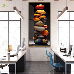 Décoration de salon de luxe, peinture sur toile imprimée haute définition, pierre colorée, porcelaine de cristal avec murale LED - Product Image 2