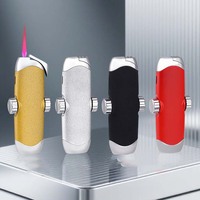 Briquet anti-vent 2-en-1 en métal avec fonction fidget spinner et double flamme torche, rouge