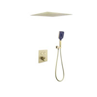 Ensemble de robinet de douche carré noir mat à 2 fonctions mitigeur de douche à eau chaude et froide dissimulé
