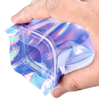 Sac d'emballage pour bijoux, personnalisé, à impression holographique laser, refermable, de qualité alimentaire, résistant à l'humidité, très vendu