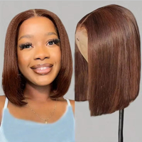 Perruque Bob en Cheveux Humains, Vente en Gros, Perruque Frontale Vietnamienne 100% Cheveux Humains, Perruque Frontale HD Lace, Lisse Baguette