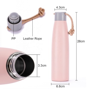 Botellas Personalizadas de Acero Inoxidable de Doble Capa de 17 oz/500 ml con Logotipo Personalizado, Correa de Cuero y Tapa - Product Image 5