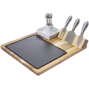 Nouvel ensemble de planches <span class=keywords><strong>à</strong></span> <span class=keywords><strong>fromage</strong></span> en <span class=keywords><strong>ardoise</strong></span> OEM, 10 pièces, comprenant 4 outils <span class=keywords><strong>à</strong></span> <span class=keywords><strong>fromage</strong></span> en acier inoxydable, plateau de service en acacia de qualité supérieure avec planche en <span class=keywords><strong>ardoise</strong></span> - Product Image 1