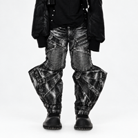 Pantalon de streetwear pour homme DiZNEW personnalisé, déstructuré, style exosquelette, en denim baggy effet ballon, enduit de cire, style cyber goth