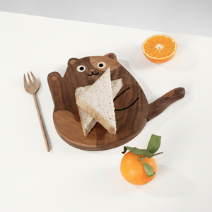 Planche à découper en bois de noyer <span class=keywords><strong>massif</strong></span>, créative et mignonne, en forme de chat, plateau de petit-déjeuner pour la maison et les enfants, nourriture pour bébés - Product Image 5