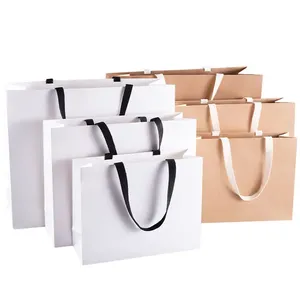 Bolsas de embalaje de cartón con asa de cinta impresa personalizada, color negro mate, para compras de papel de regalo de lujo con logotipo - Product Image 2