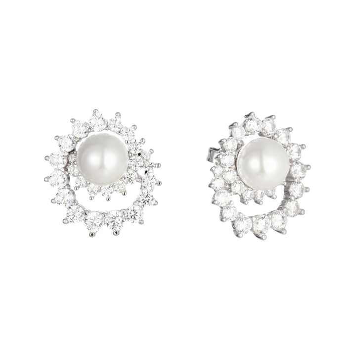 Charm And Elegance: 925 Sterling Silver Pearl Beads Screw Stud Earrings
