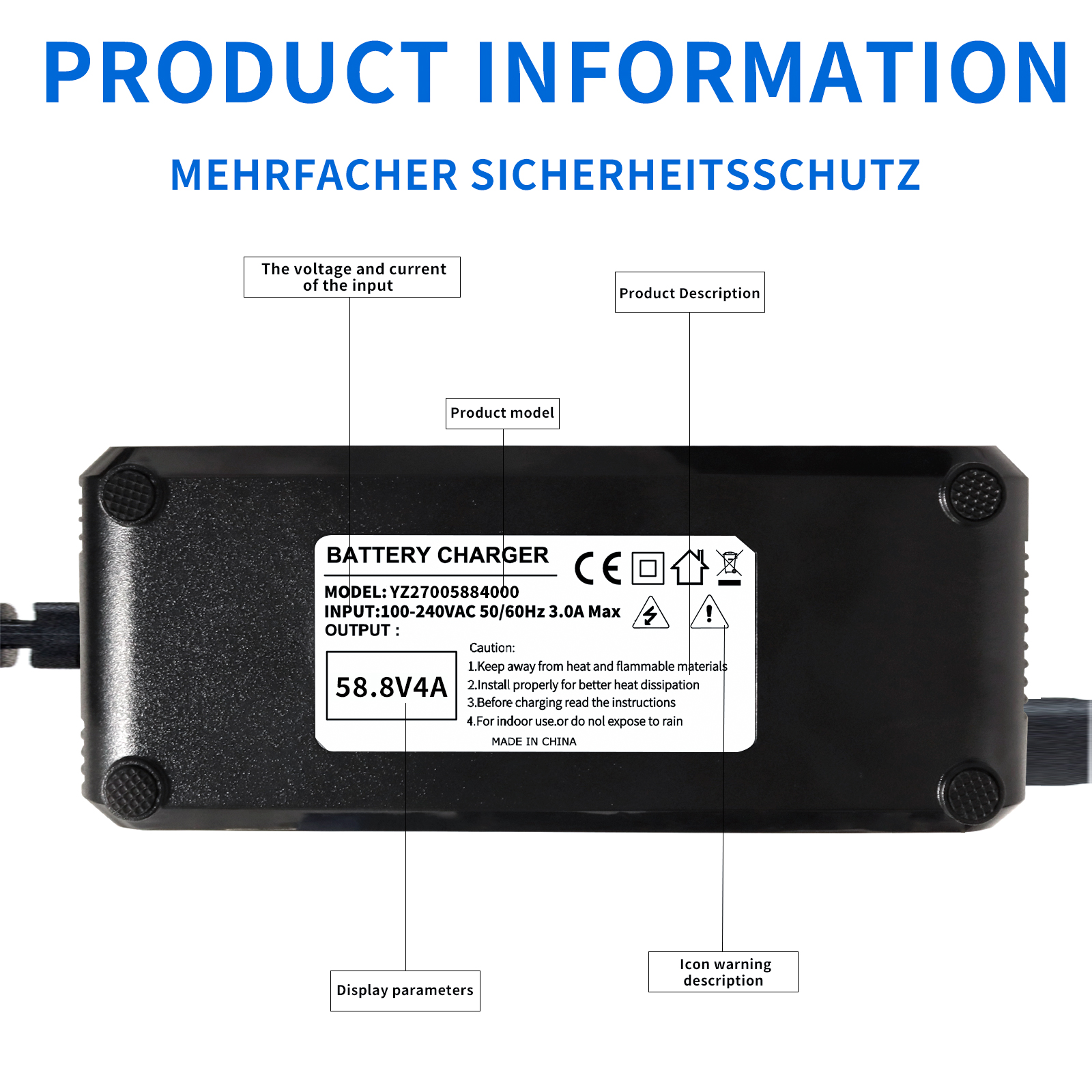 Spot Goods YZPOWER High Quality 58.8V 4A 14S 48V Lithium Battery