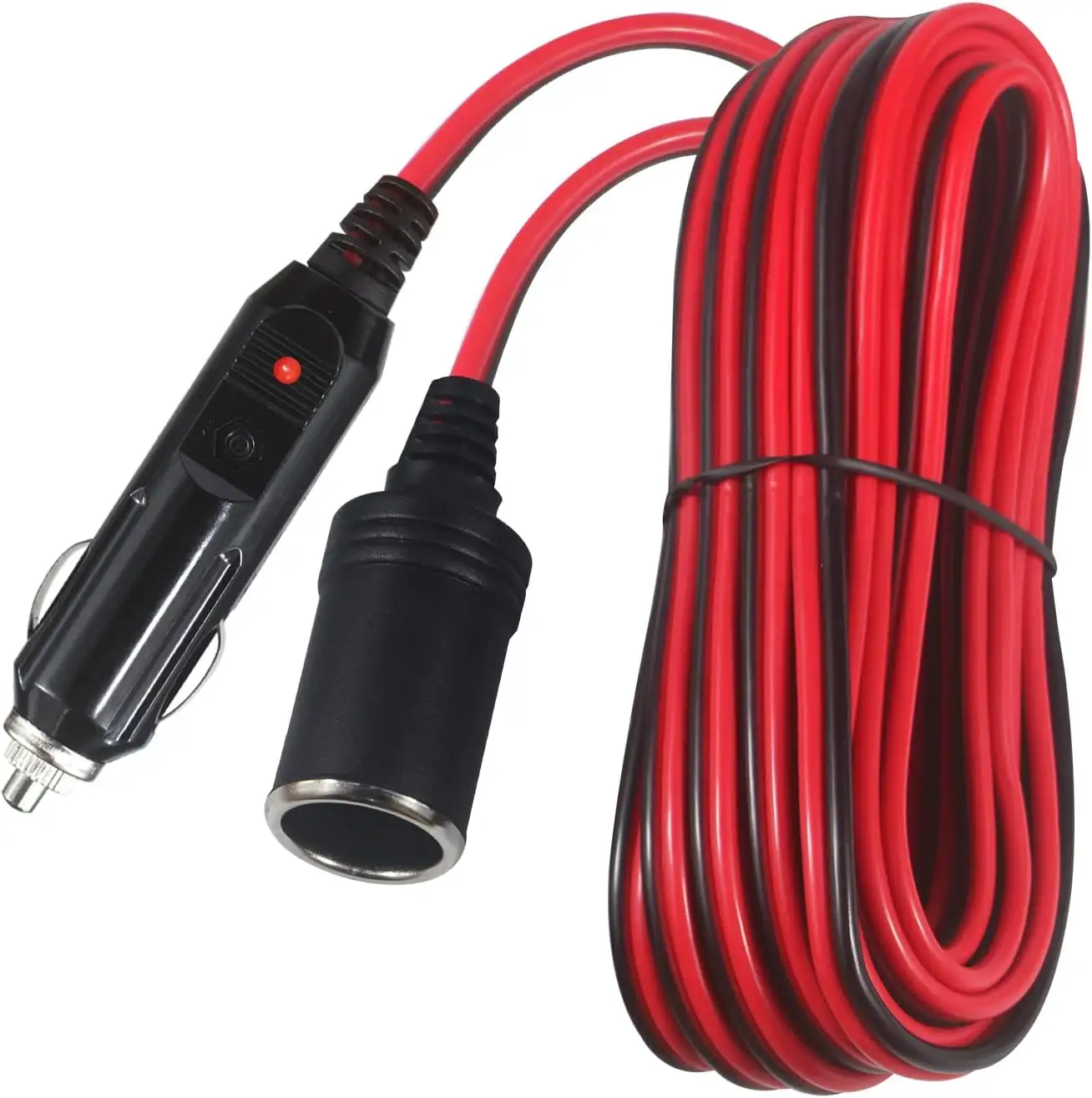 12V/24V Heavy Duty Cigarette Lighter Extension Cable 16AWG 156W/15A Male Plug to Female Socket Adapter Extension Cord 20A fuse