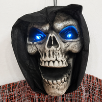 Décoration d'Halloween Squelette Suspendu Lumineux LED de 150 cm – Fantôme Grim Reaper pour Maison Hantée Intérieur/Extérieur