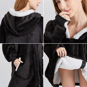 Hot Sell New Customizable Microfiber Sherpa <strong>Blanket</strong> <strong>Oversized</strong> Pocket Plush Warm Sweatshirt Wearable <strong>Hoodie</strong> <strong>Blanket</strong> with Zipper - Product Image 6