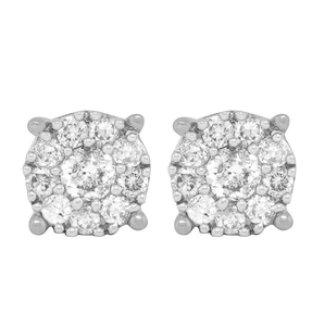 Modern <b>Silver</b> Premium Lab Grown Diamond Earrings with 10K Gold Plated Finish Stylish Gift Jewelry for Men Women - Product Image 1