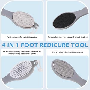 Kit de pédicure 4 en 1 : Pierre ponce, brosse exfoliante pour les pieds, éliminateur de callosités, limes à pieds en plastique pour éliminer les peaux mortes - Product Image 3