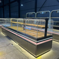 Stainless Steel Bread Cake Display Cabinet Supermarket Island Showcase Custom Display Stand Custom Logo Shelf Pallet Racking