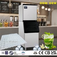 Machine à glaçons commerciale BY-420W(F) 180 kg en acier inoxydable épaissi, refroidissement par eau, pour la vente au détail