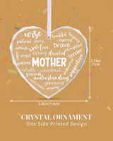 Adorno de Cristal Acrílico en Forma de Corazón, Regalo para el Día de la Madre, Palabra Personalizada Impresa con Grabado Láser, Colgante para Coche, Decoración del Hogar